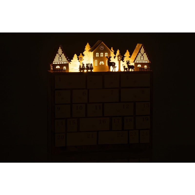 Adventskalender Weihnachten – Holz – Beige – 40 cm – LED-Leuchten