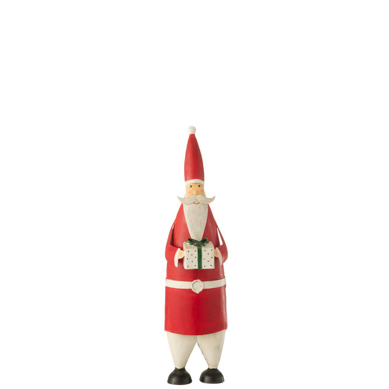 Metall Weihnachtsmann Figur mit Geschenk – 44 cm