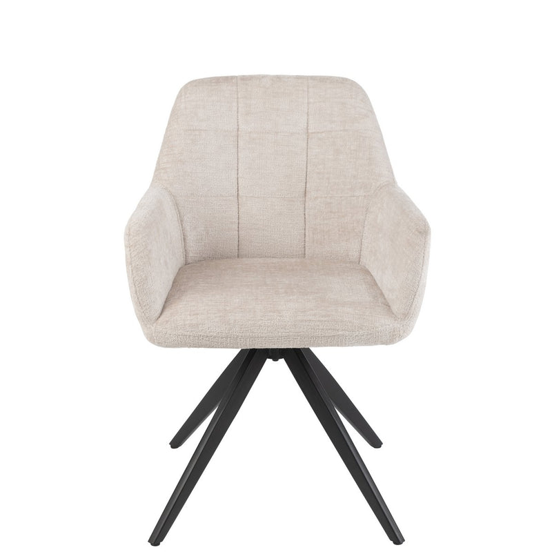 Louna upholstered chair in ivory with metal frame, 85 cm