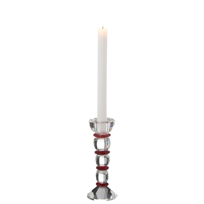 Crystal Candle Holder Annie Red Transparent - 18 cm