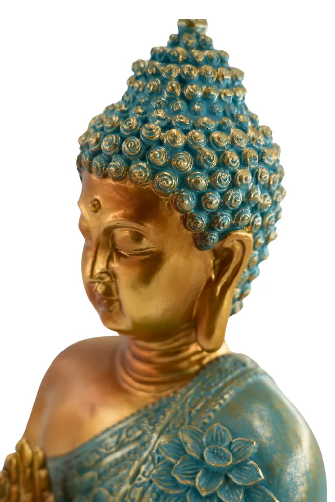 Avalokiteshvara in Mintgrün, Elegante Buddha Skulptur, 31,5 cm