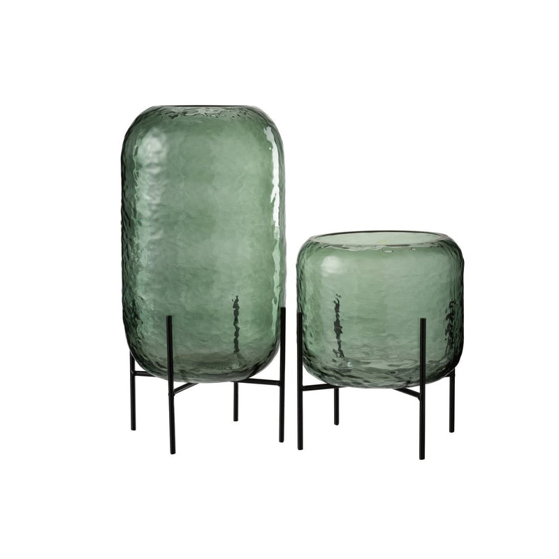 Große Grüne Glasvase 'Round Uneven' – 40 cm