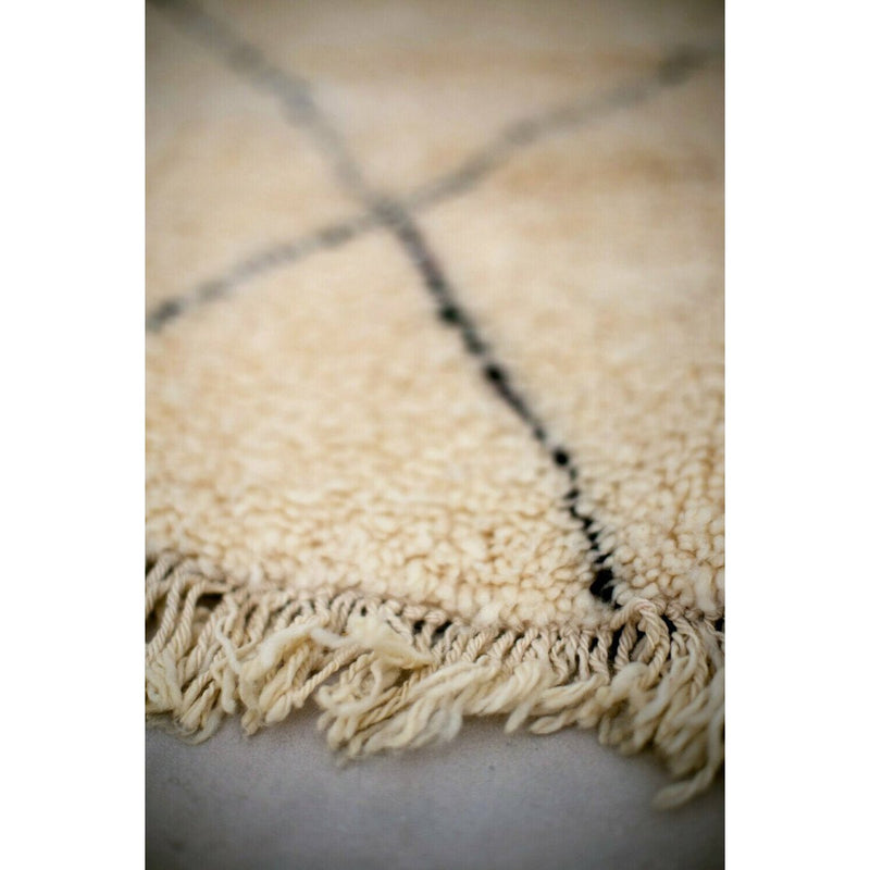 Tapis Berbere Authentique Marocain Laine Noir Blanc Kchacha