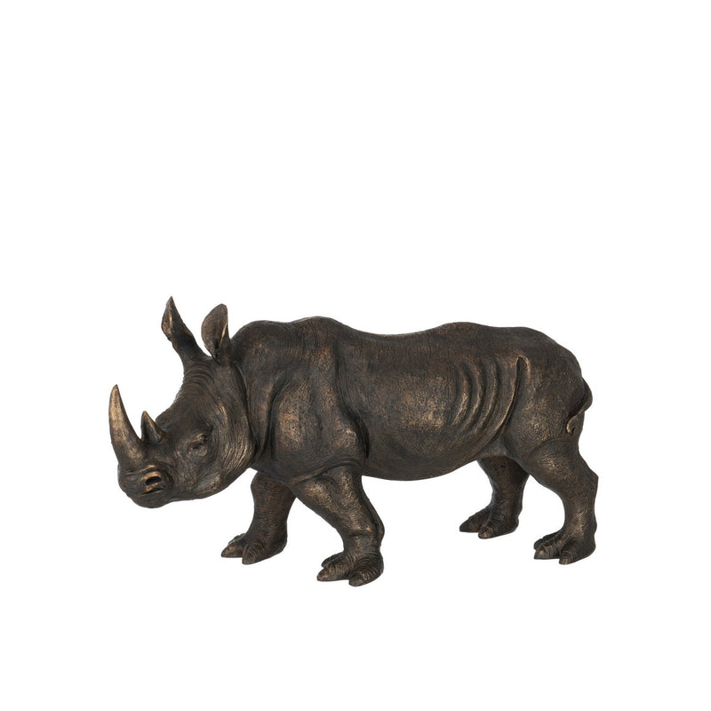 Große Rhinozeros Nashorn Skulptur aus Polyresin – Bronze, 65 cm Länge