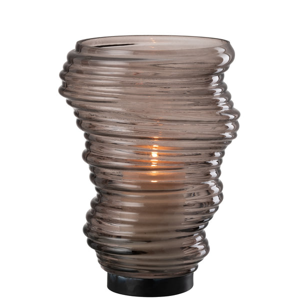 Vase Windlicht Tornado Glas Grau 27.5 cm