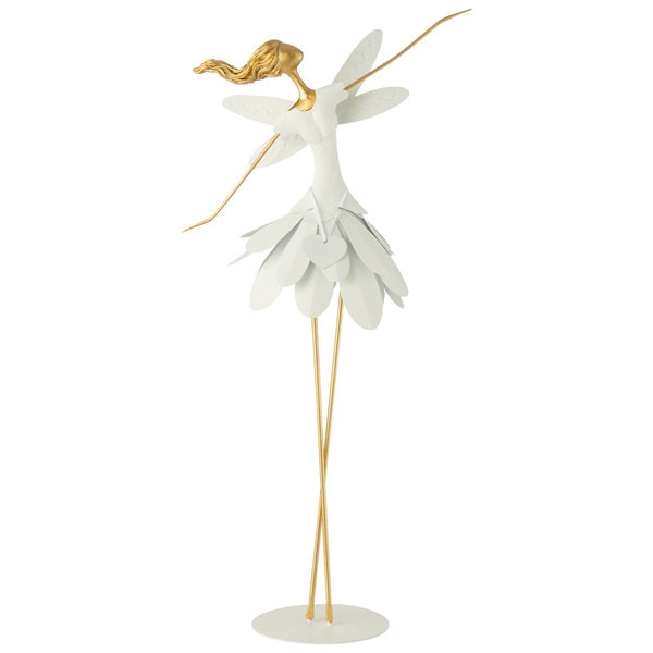 Elegant metal figure heart fairy in white/gold - 76 cm