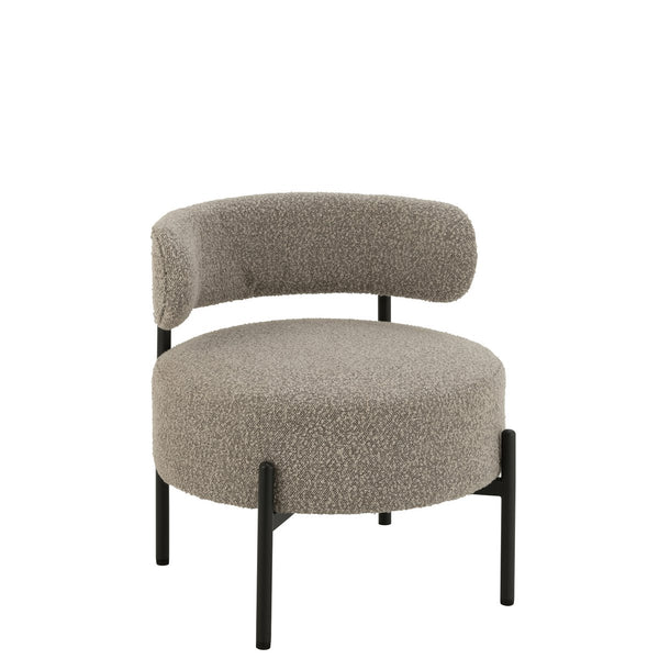 Lounge stoel Bouclé Grijs met zwart metalen frame - Stijlvolle elegantie