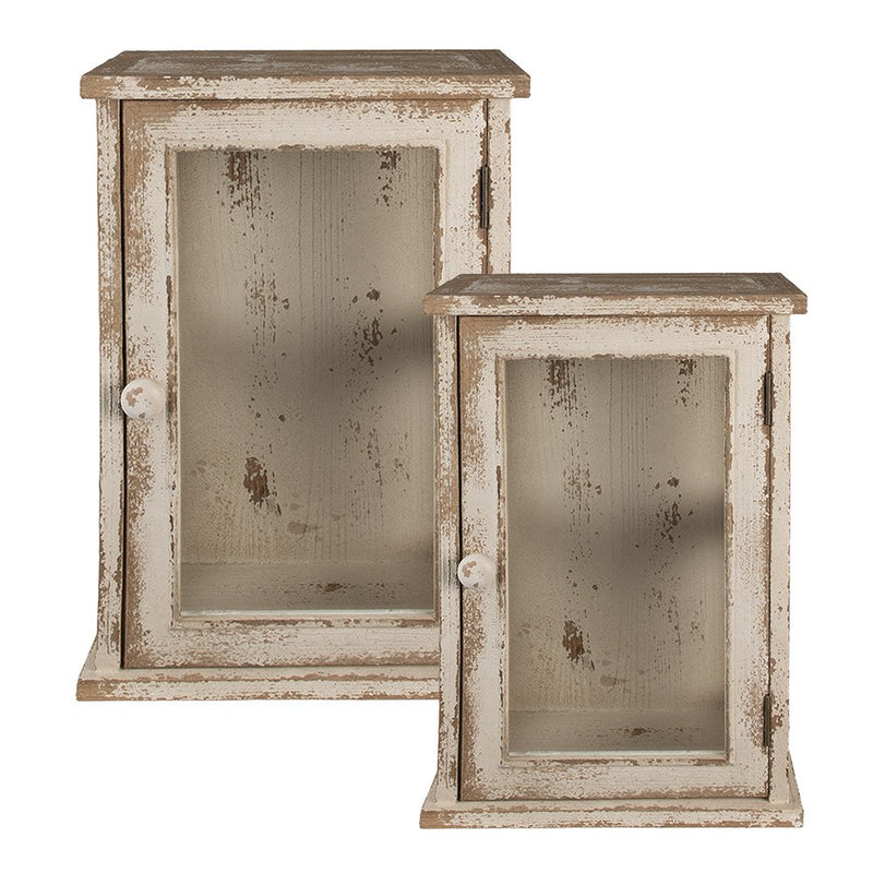Handmade display cabinet set in vintage style, 2 pieces