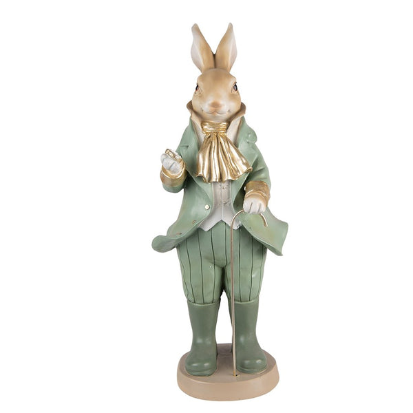 Dekorationsstatue Hase Grün, Goldfarben 17x15x40 cm