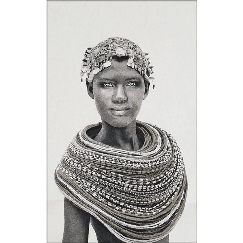 Gobelin-Wandteppich 80/120 Samburu Girl Schwarz/Weiß WH2008 Gestreckt