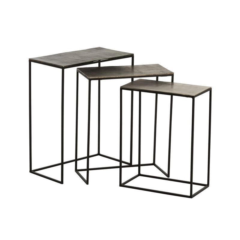 Side table rectangular – aluminium – black/mix – set of 3