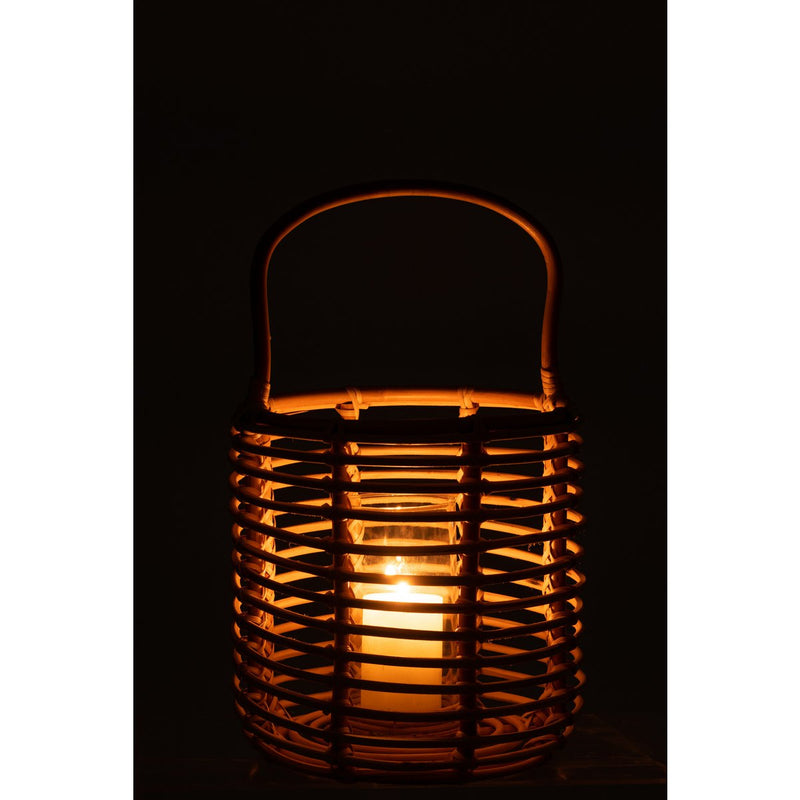 Lantern "Ellen" made of rattan in natural brown