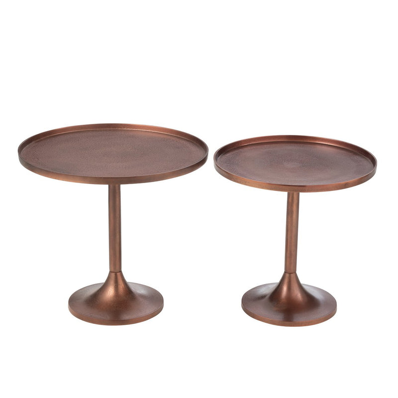 Elegant set of 2 side tables - aluminum bronze - modern design