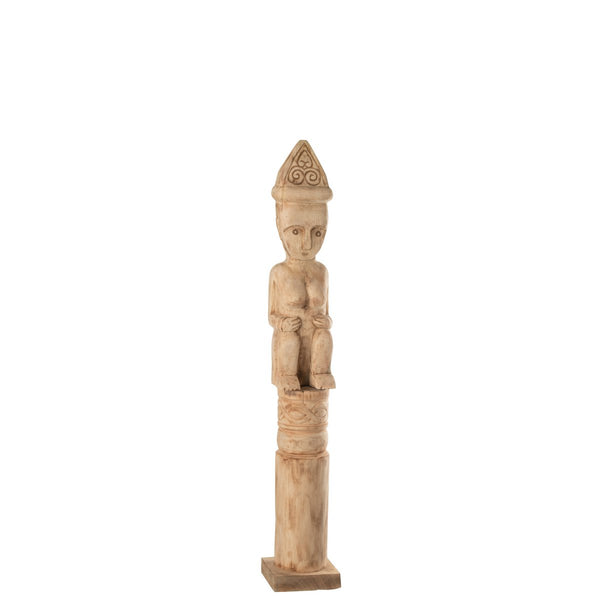African figure standing – wood – natural – medium