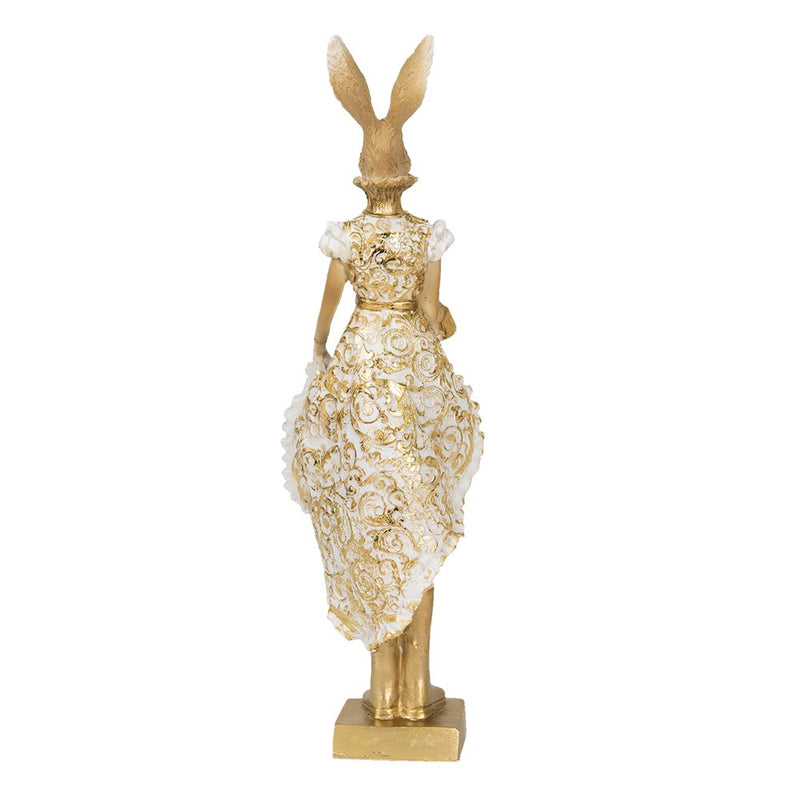 Dekorationsstatue Hase Gold, Weiß 11x8x33 cm