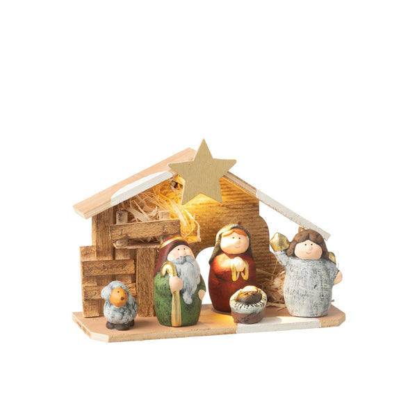 LED Nativity Scene Made of Porcelain Multicolored - Medium