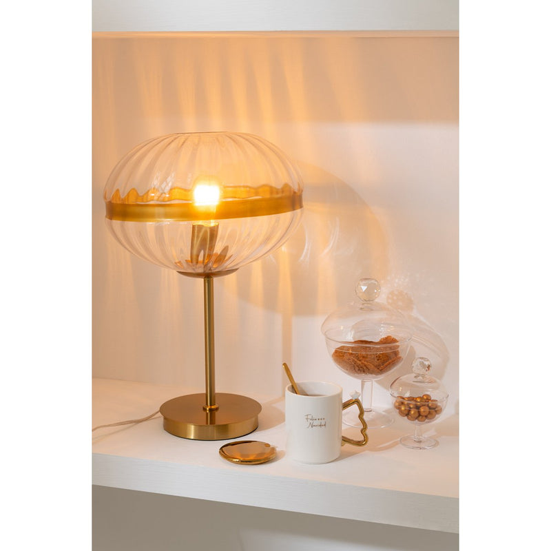 Tischlampe Oval Glas-Metall Transparent Gold 50 cm