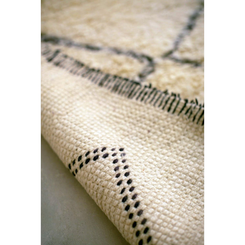 Tapis berbere authentieke marocain laine noir blanc Semmarine