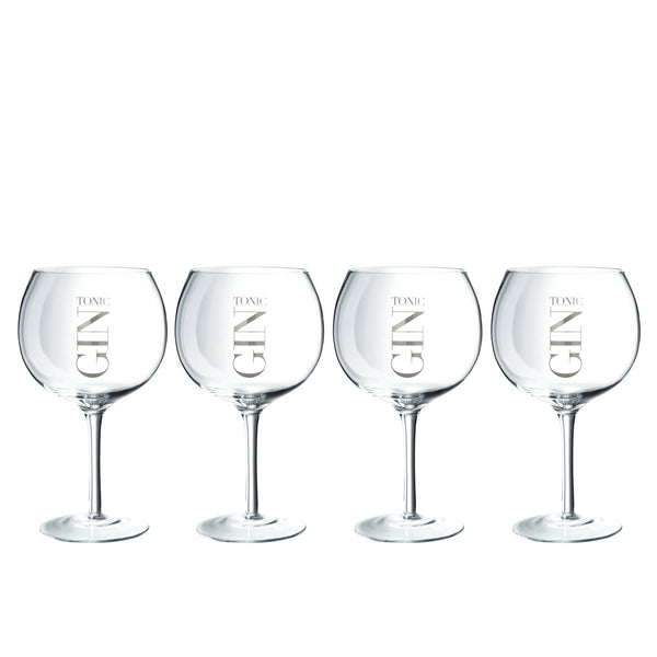 Gin glasses set of 4 in transparent and silver in gift box