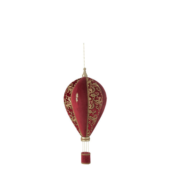 Hot air balloon hanging decoration – red gold, 90 cm