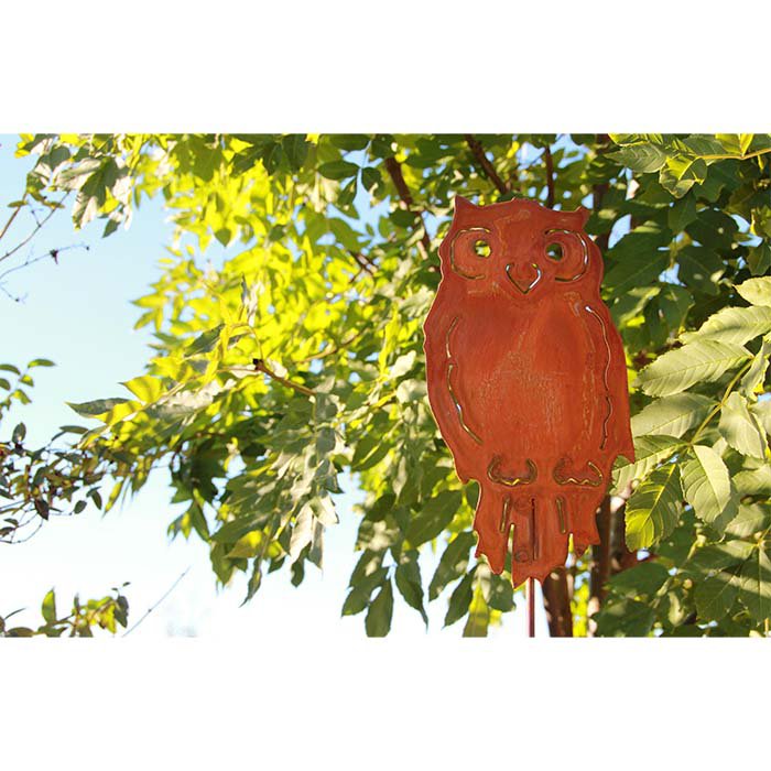 Decorative rust garden stake owl | 28 cm x 15 cm | Rust metal figure