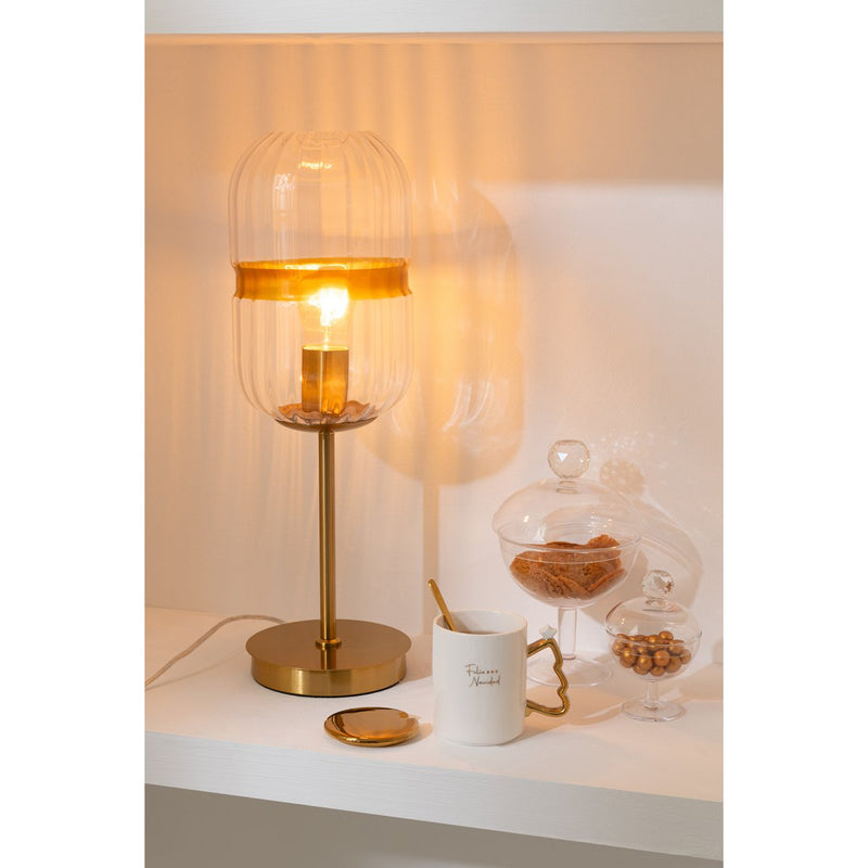 Tischlampe Glas Metall Tube Design Transparent Gold 50 cm