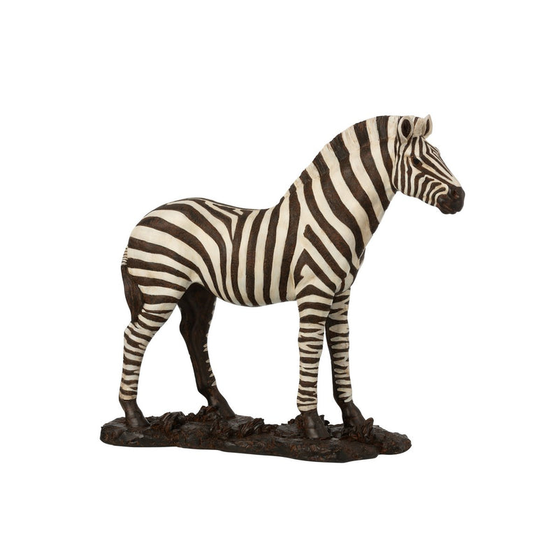 Große Zebra-Skulptur – Polyresin, Weiß/Schwarz, 65 cm Länge