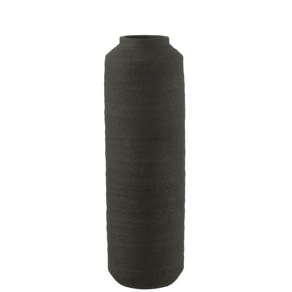 Large ceramic vase 'Cylinder Clay' - Black, 52.5 cm
