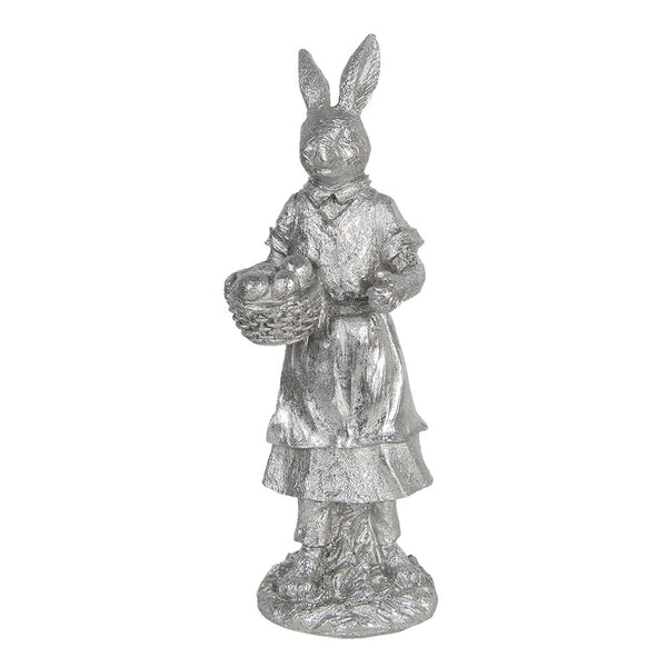 Dekorationsstatue Hase Silberfarben 13x12x34 cm