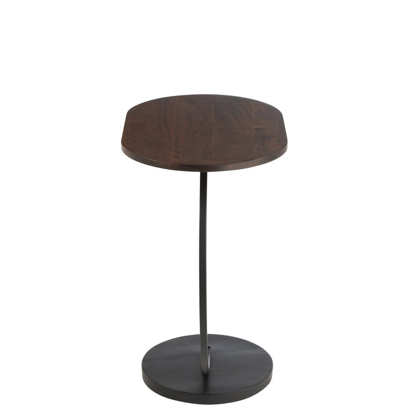 Modern side table Swoosh - iron/mango wood - brown/black