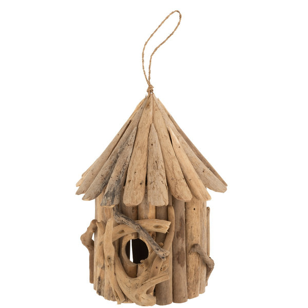 Rustic driftwood birdhouse - natural design for your garden