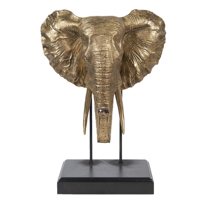 Gold colored elephant head decoration statue