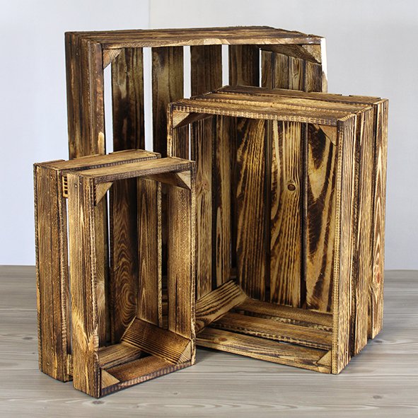 Wooden box set, 3 pieces, brown, 50x40x30 / 40x30x22 / 32x20x16 cm - Decorative and versatile!