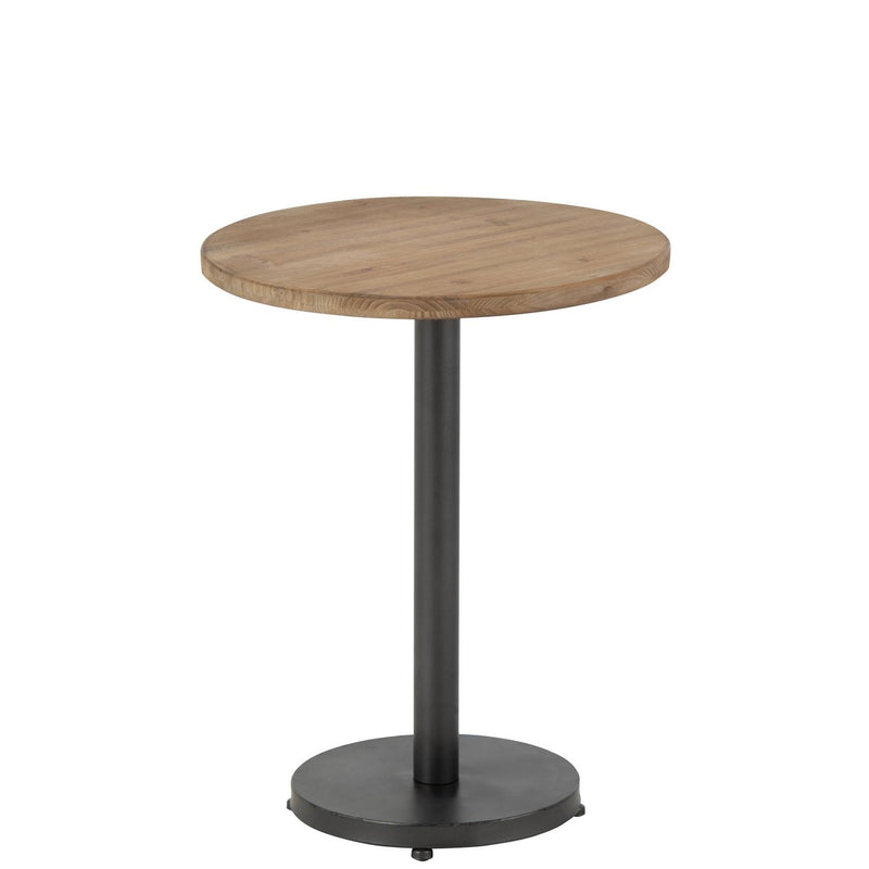 Bar Round side table – metal/wood – brown