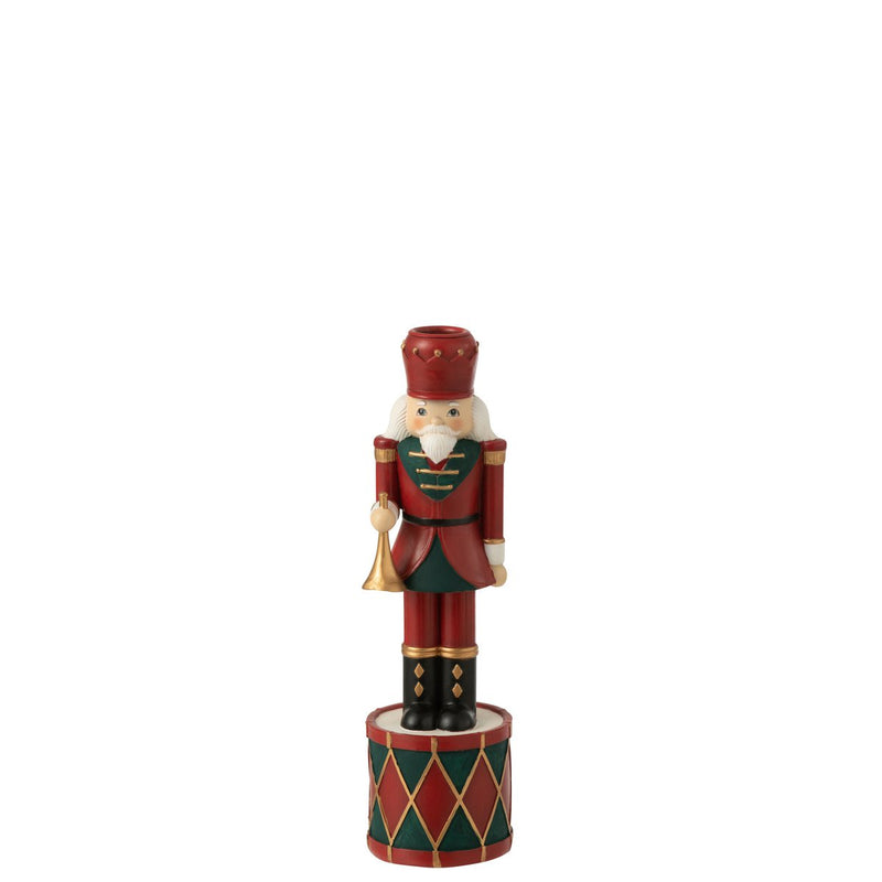 Nutcracker candle holder in red and green – 25.5 cm Christmas decoration