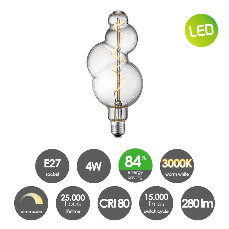 Home Sweet Home dimmbare LED Bubble Spiral E27 4W 300Lm 3000K Klar