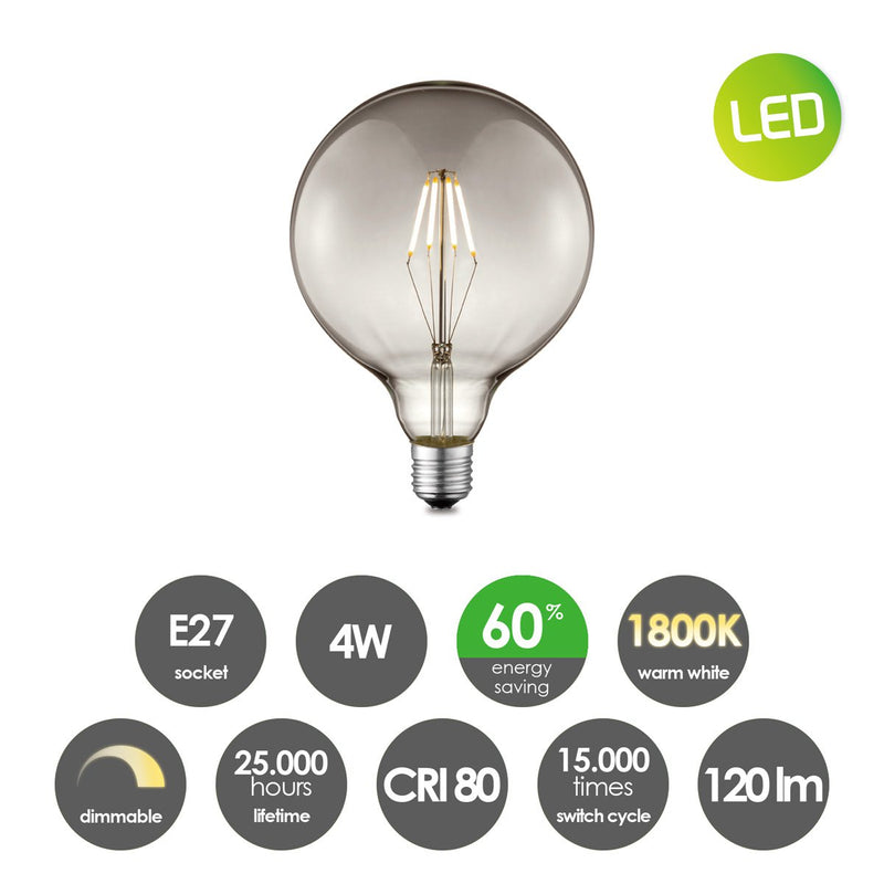 Home Sweet Home dimmbare LED Carbon A E27 G125 4W 120Lm 1800K Rauch