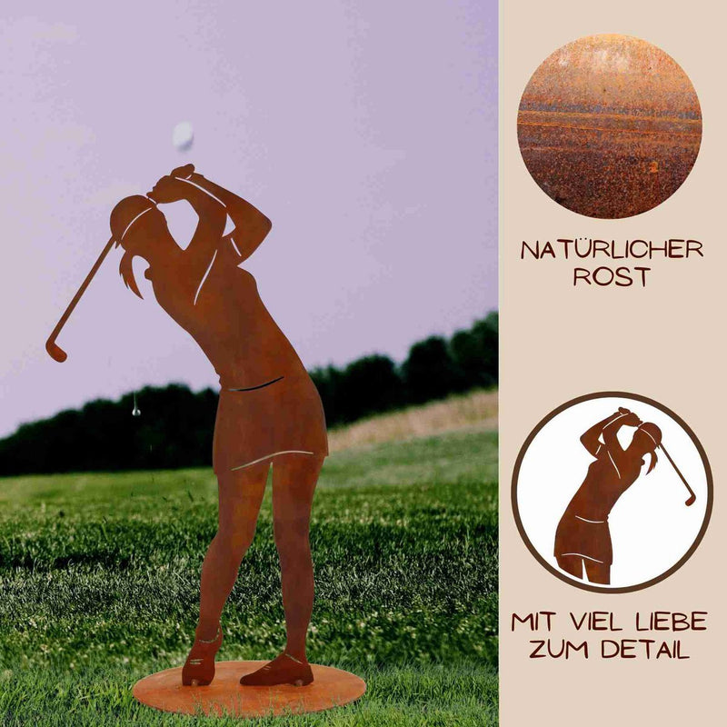 Golferin Figur, Golf Spielerin Rost | 40 cm