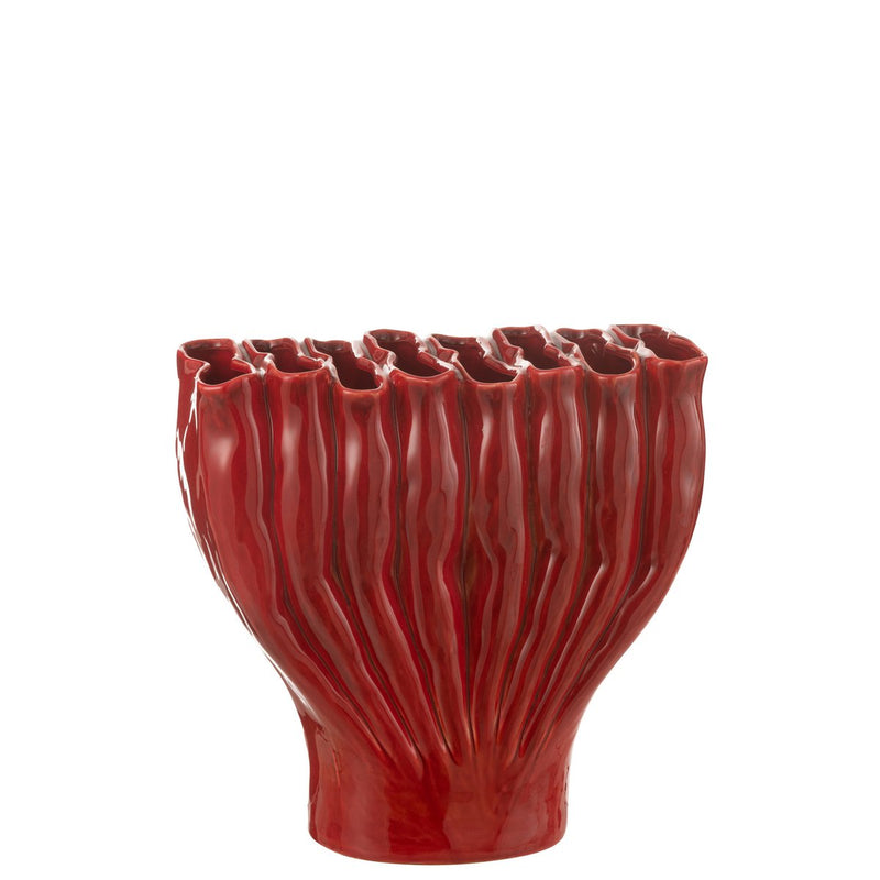 Vase Multi Rohre Rot Porzellan Design 35 cm