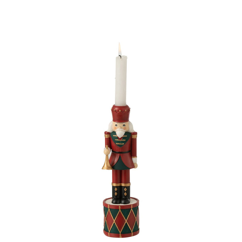 Nutcracker candle holder in red and green – 25.5 cm Christmas decoration