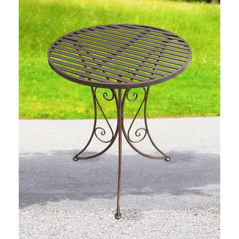 Metal table Malcesine, Ø 60 x 72 cm, brown - Stylish round table for balcony and terrace