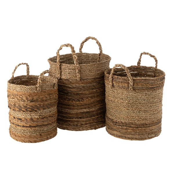 Set of three baskets "Lucie" made of raffia in natural