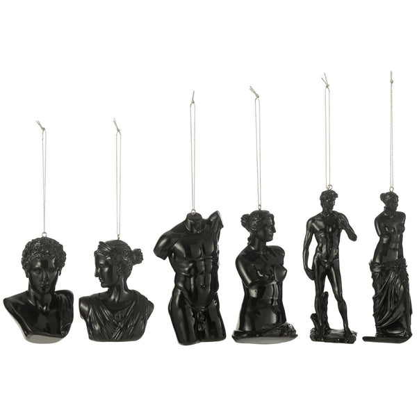 Christmas Tree Decoration Roman Statues Black Set of 6