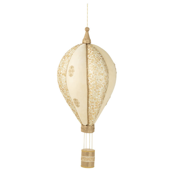 Hot air balloon hanging decoration – white gold, 125 cm