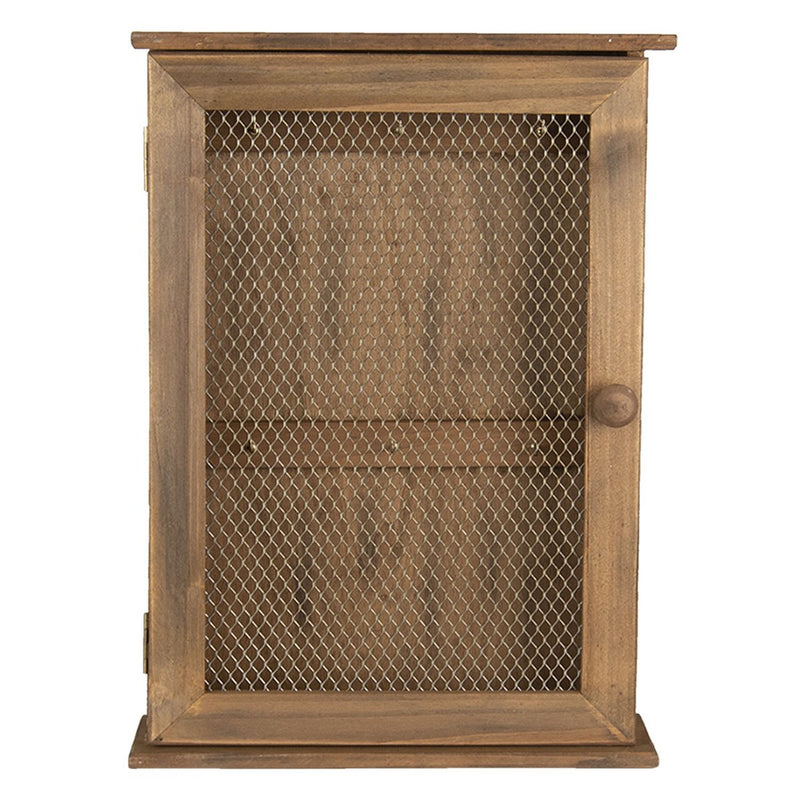 Rustic key box in brown with wire mesh