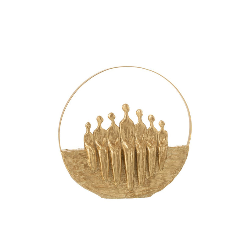 Dekofigur "7-teiliger Kreis" aus Polyresin in Gold