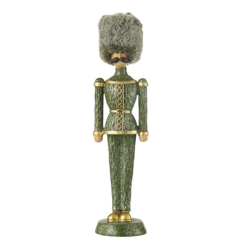 Elegant nutcracker with fur hat and sequins, green - 32 cm