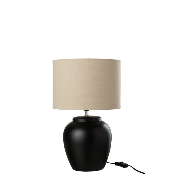 Elegante Tischlampe aus Keramik mit Leinen-Lampenschirm – Schwarz