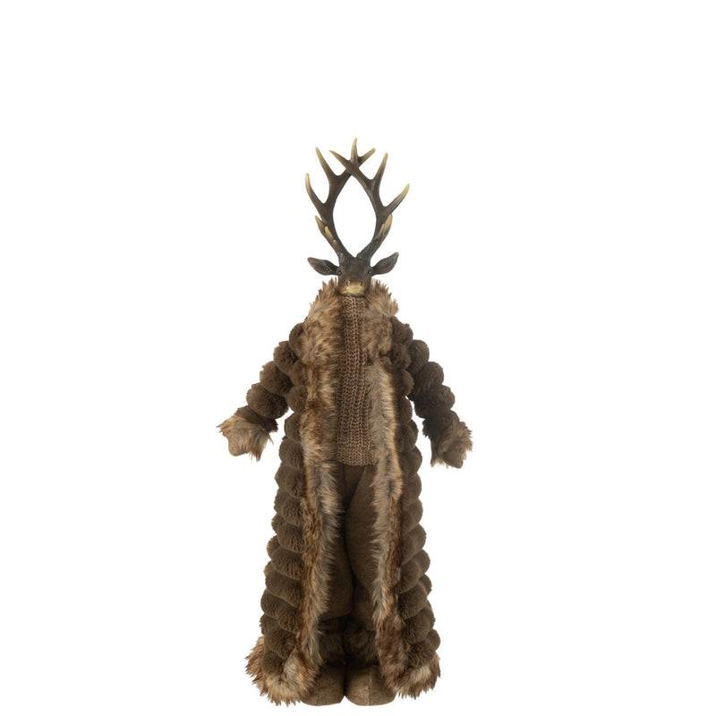 Decorative figure deer standing with coat – brown 76 cm