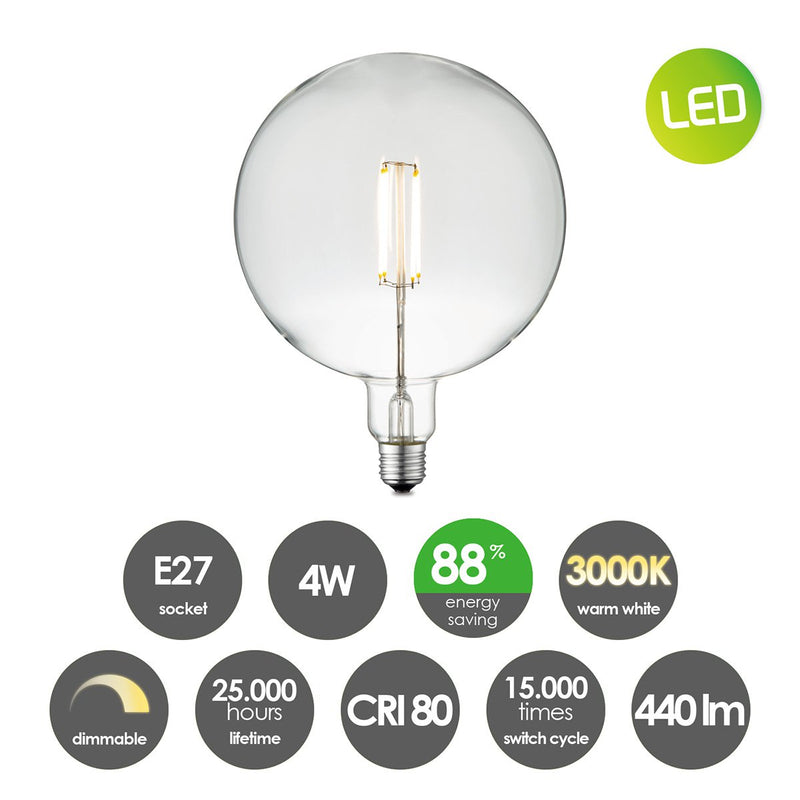 Home Sweet Home dimmbare LED Carbon C E27 G180 4W 440Lm 3000K Klar